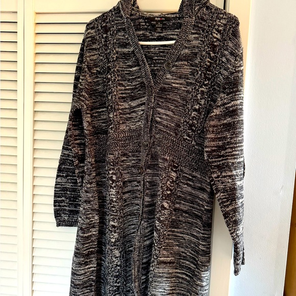 Style & Co. Sweaters - Style & Co. long black and white button down sweater, size XL.